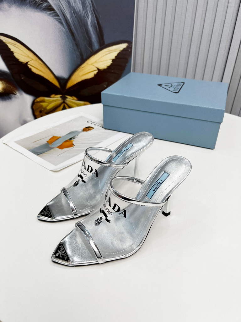 Prada 1I901M Brushed leather Slingback pumps Shiny Leather Sandals Shoes P91002