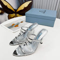 Prada 1I901M Brushed leather Slingback pumps Shiny Leather Sandals Shoes P91049 - 34 - View 1