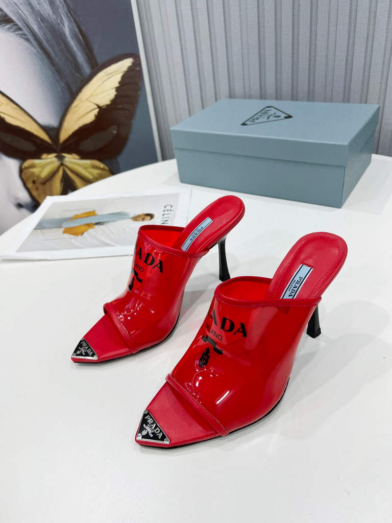 Prada 1I901M Brushed leather Slingback pumps Shiny Leather Sandals Shoes P91002