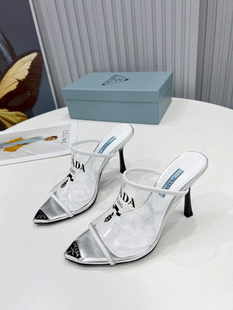 Prada 1I901M Brushed leather Slingback pumps Shiny Leather Sandals Shoes P91002