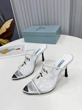 Prada 1I901M Brushed leather Slingback pumps Shiny Leather Sandals Shoes P91051