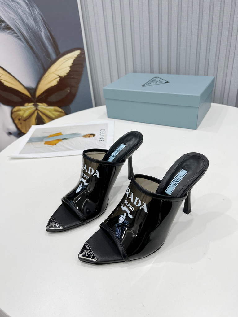 Prada 1I901M Brushed leather Slingback pumps Shiny Leather Sandals Shoes P91002
