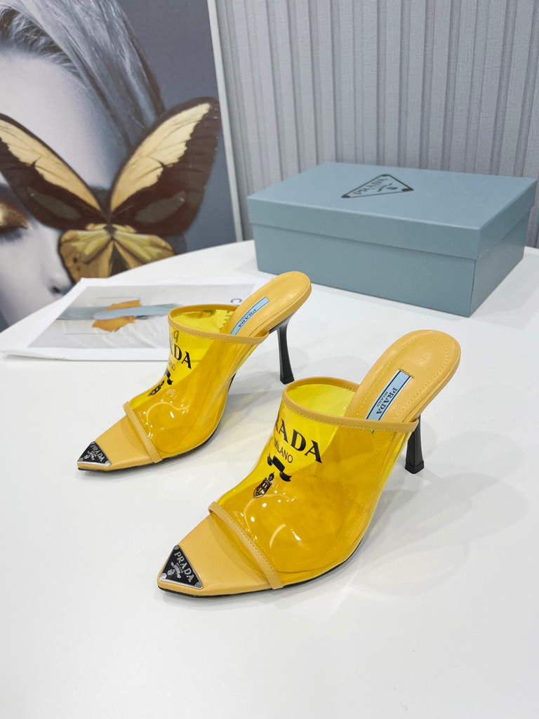 Prada 1I901M Brushed leather Slingback pumps Shiny Leather Sandals Shoes P91002