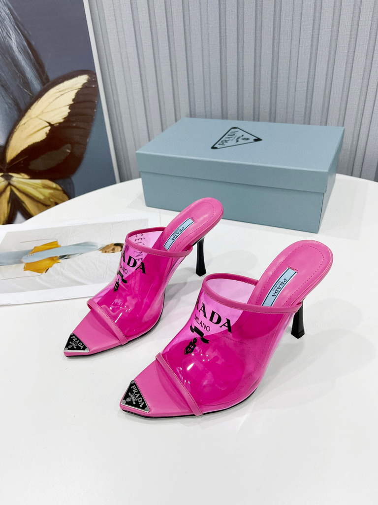 Prada 1I901M Brushed leather Slingback pumps Shiny Leather Sandals Shoes P91002