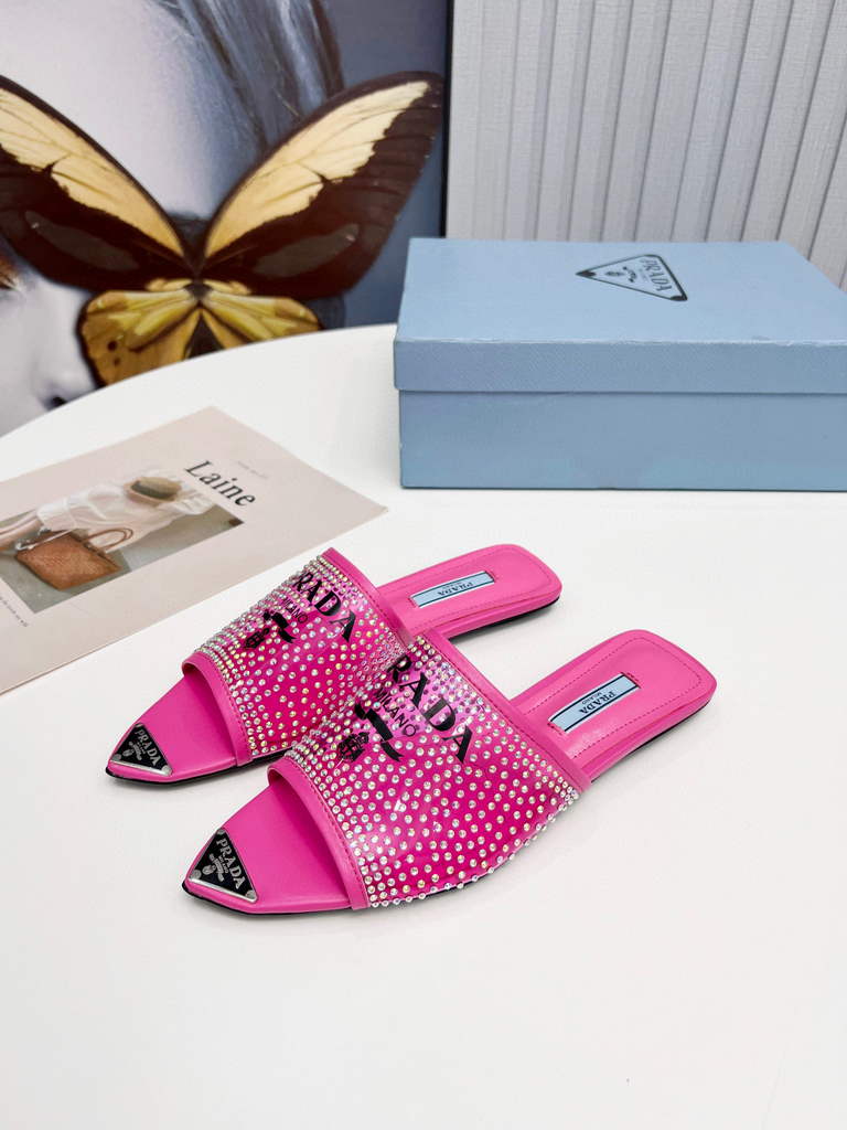 Prada 1I901M Brushed leather Slingback pumps Shiny Leather Sandals Shoes P91002
