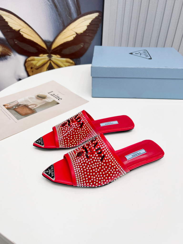 Prada 1I901M Brushed leather Slingback pumps Shiny Leather Sandals Shoes P91002