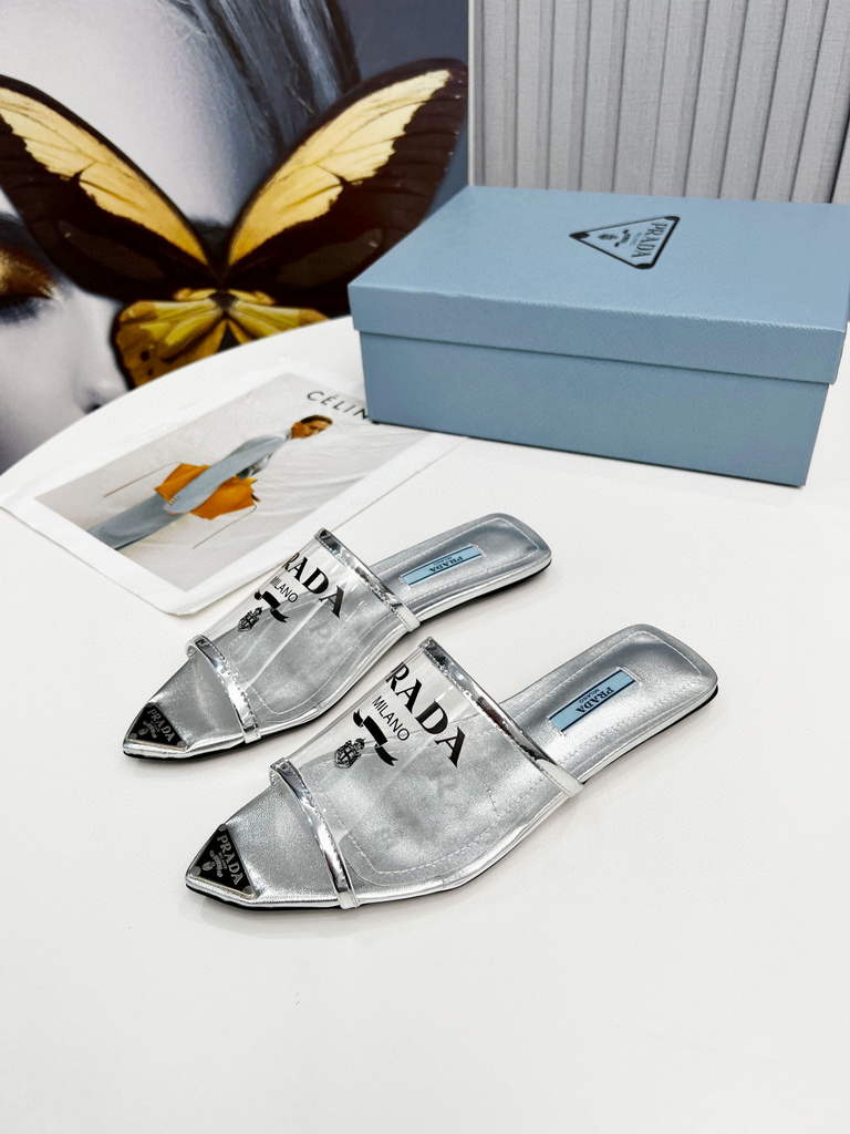 Prada 1I901M Brushed leather Slingback pumps Shiny Leather Sandals Shoes P91002