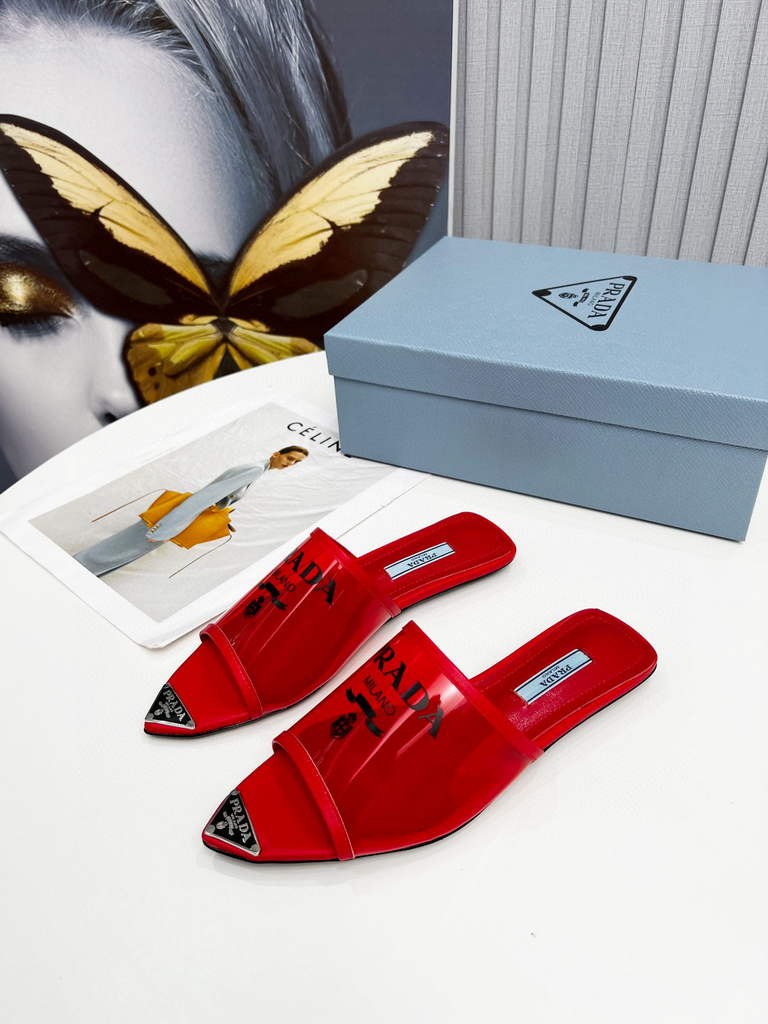 Prada 1I901M Brushed leather Slingback pumps Shiny Leather Sandals Shoes P91002