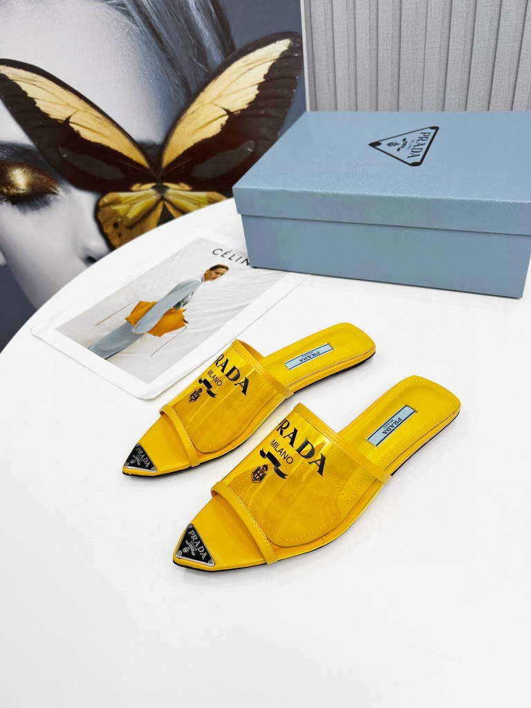 Prada 1I901M Brushed leather Slingback pumps Shiny Leather Sandals Shoes P91002