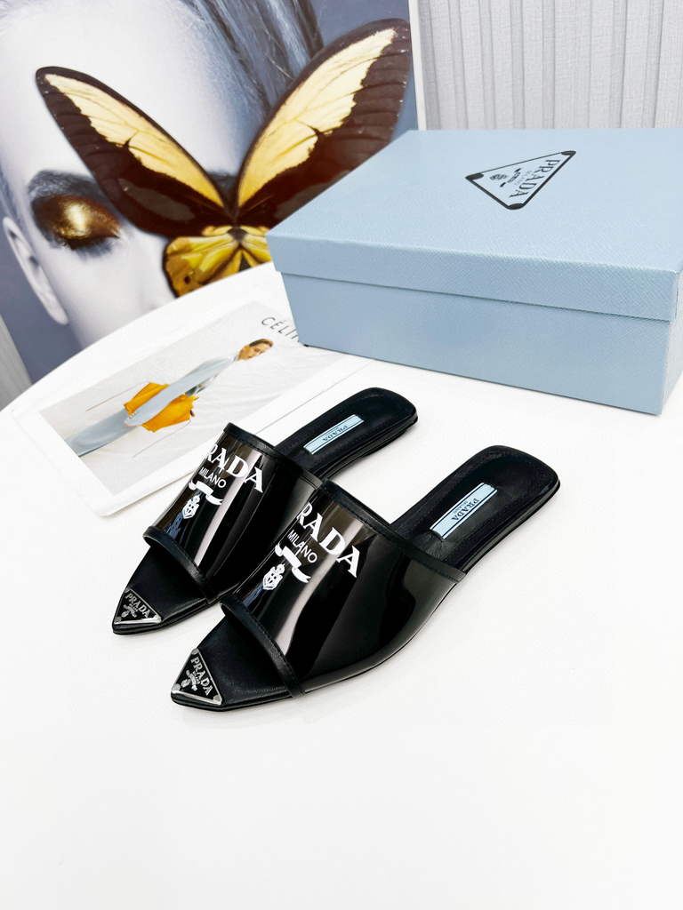 Prada 1I901M Brushed leather Slingback pumps Shiny Leather Sandals Shoes P91002
