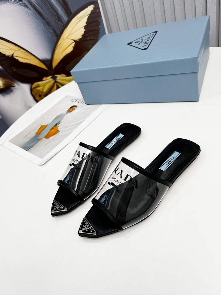 Prada 1I901M Brushed leather Slingback pumps Shiny Leather Sandals Shoes P91002