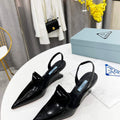 Prada 1I901M Brushed leather Slingback pumps Shiny Leather Sandals Shoes P91070 - 34 - View 1