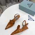 Prada 1I901M Brushed leather Slingback pumps Shiny Leather Sandals Shoes P91071 - 34 - View 1