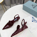 Prada 1I901M Brushed leather Slingback pumps Shiny Leather Sandals Shoes P91072 - 34 - View 1