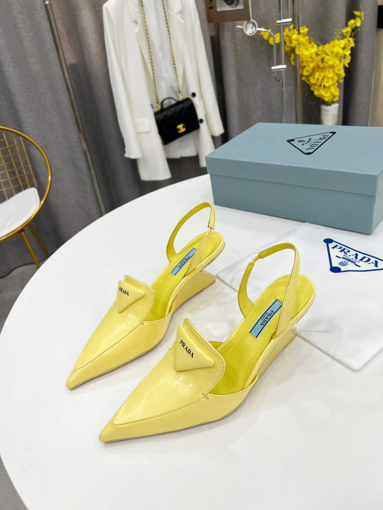 Prada 1I901M Brushed leather Slingback pumps Shiny Leather Sandals Shoes P91002