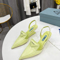 Prada 1I901M Brushed leather Slingback pumps Shiny Leather Sandals Shoes P91077 - 34 - View 1