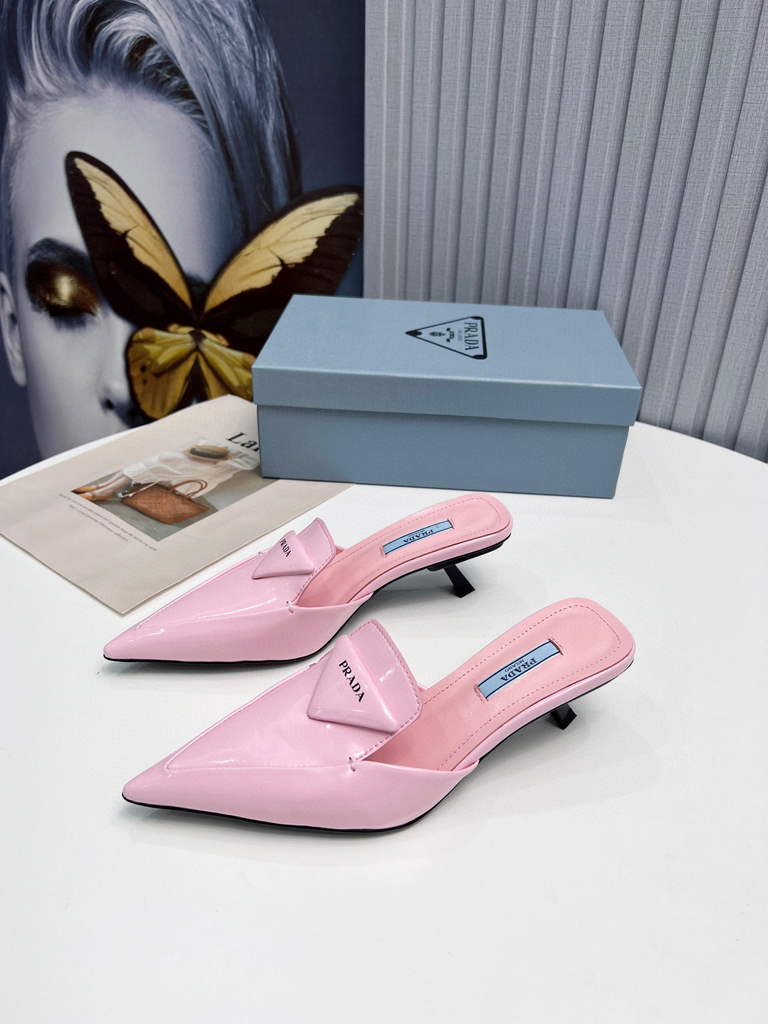Prada 1I901M Brushed leather Slingback pumps Shiny Leather Sandals Shoes P91002
