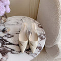 Prada 1I901M Women's Patent leather slingback pumps P10004 - Ivory / Euro 35=US 4 - View 1
