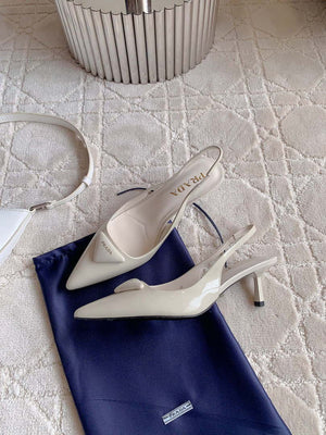 Prada 1I901M Women's Patent leather slingback pumps P10004 - Ivory / Euro 35=US 4 - View 4