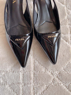 Prada 1I901M Women's Patent leather slingback pumps P10004 - Ivory / Euro 35=US 4 - View 14