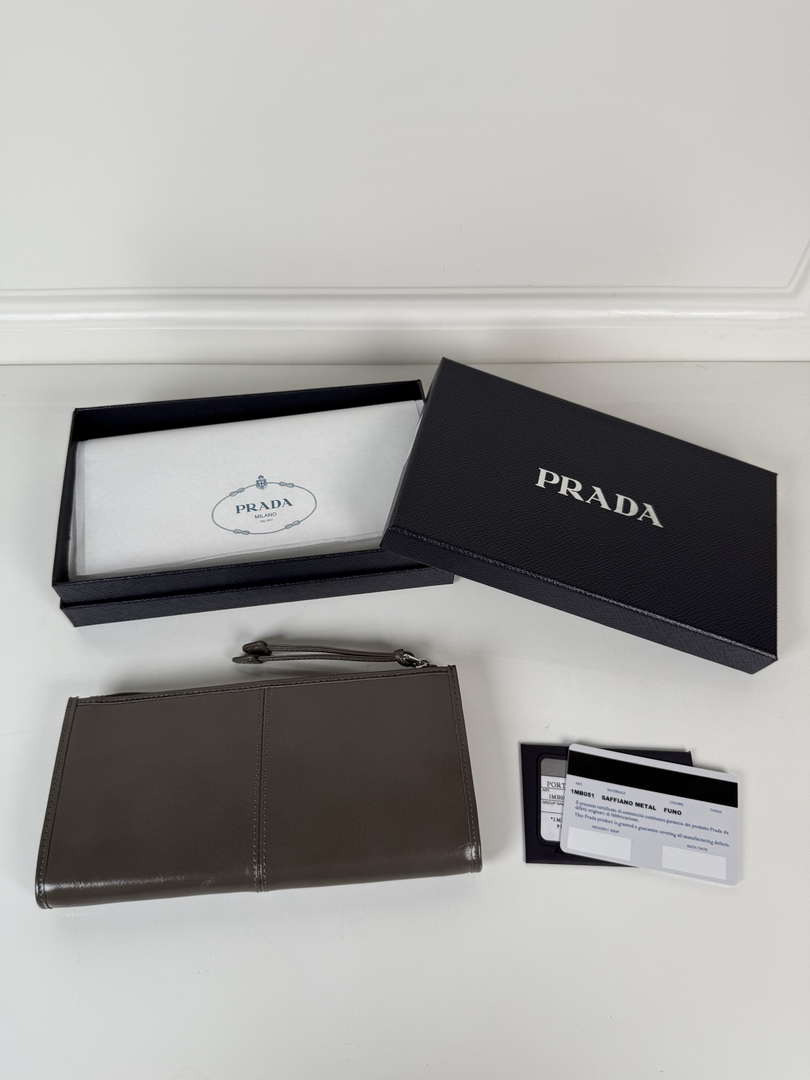Prada 1MB051 Leather pouch Gray