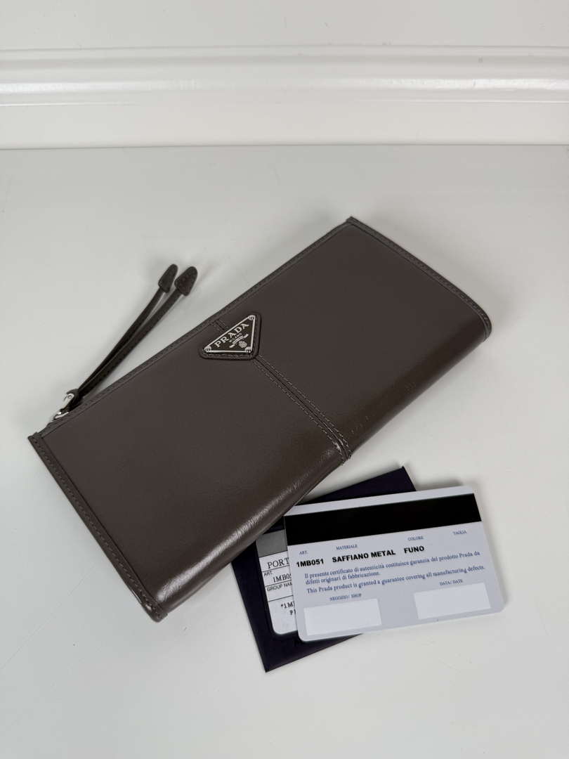 Prada 1MB051 Leather pouch Gray