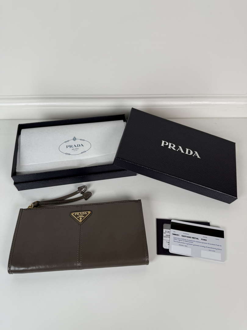 Prada 1MB051 Leather pouch Gray