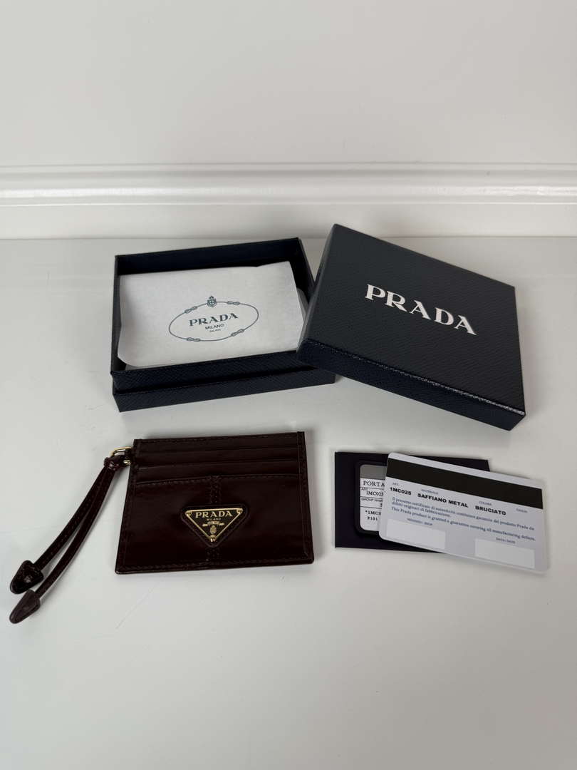 Prada 1MC025 Leather card holder Wine Red