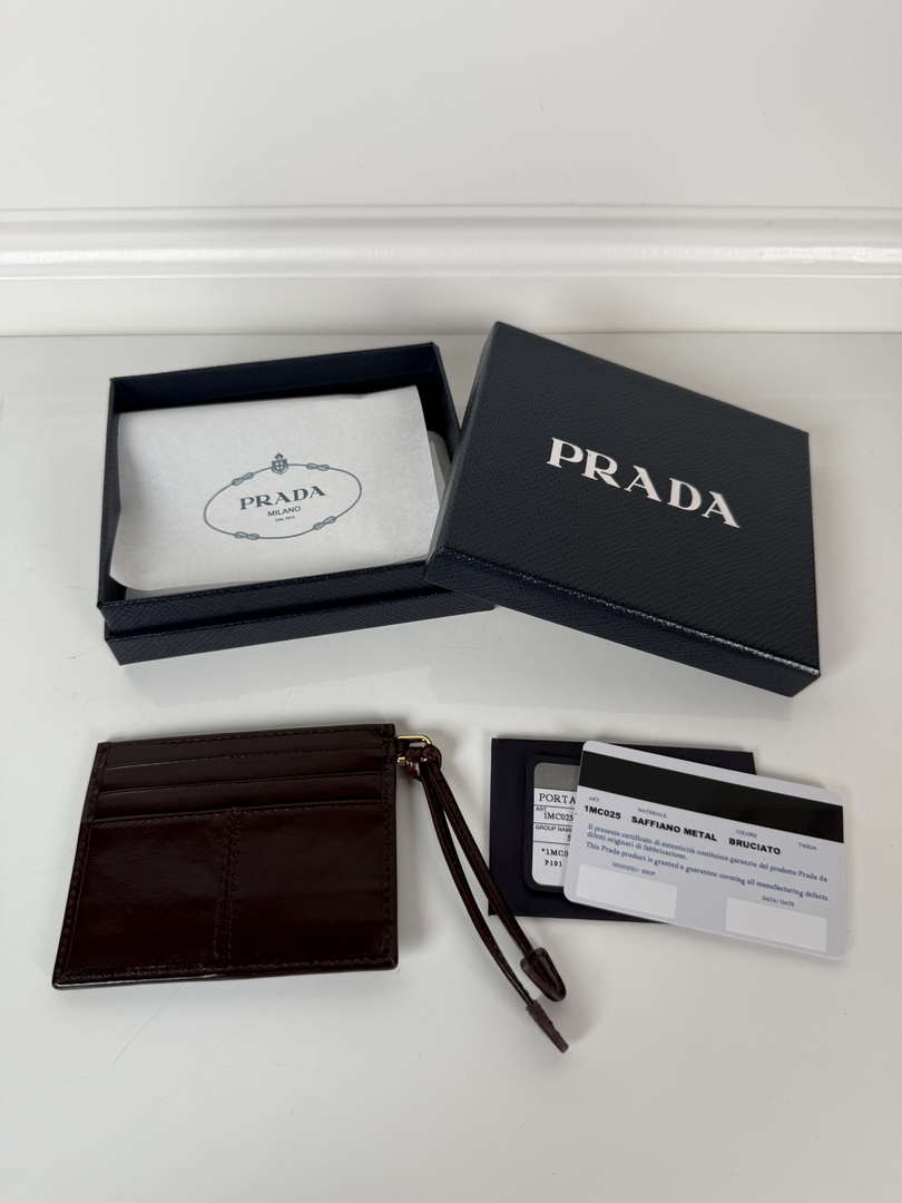 Prada 1MC025 Leather card holder Wine Red