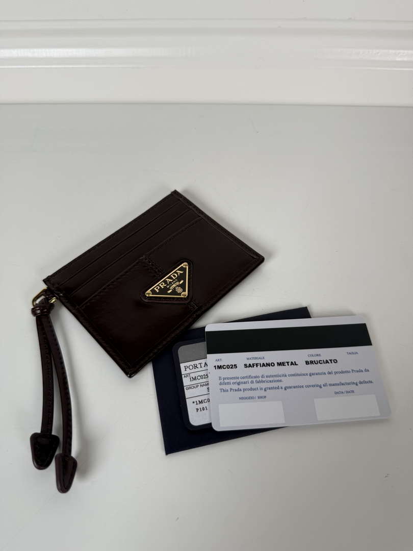 Prada 1MC025 Leather card holder Wine Red