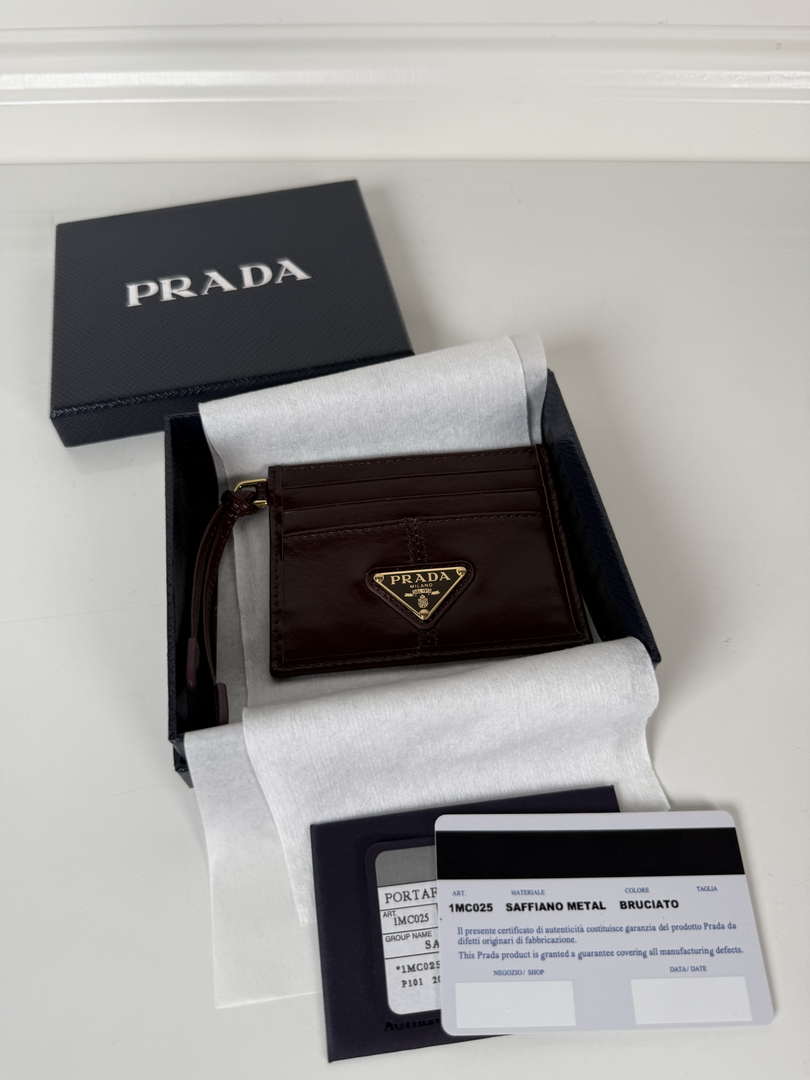 Prada 1MC025 Leather card holder Wine Red