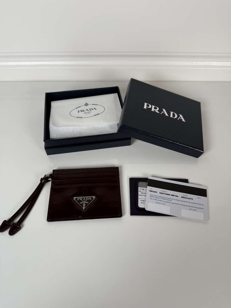 Prada 1MC025 Leather card holder Wine Red
