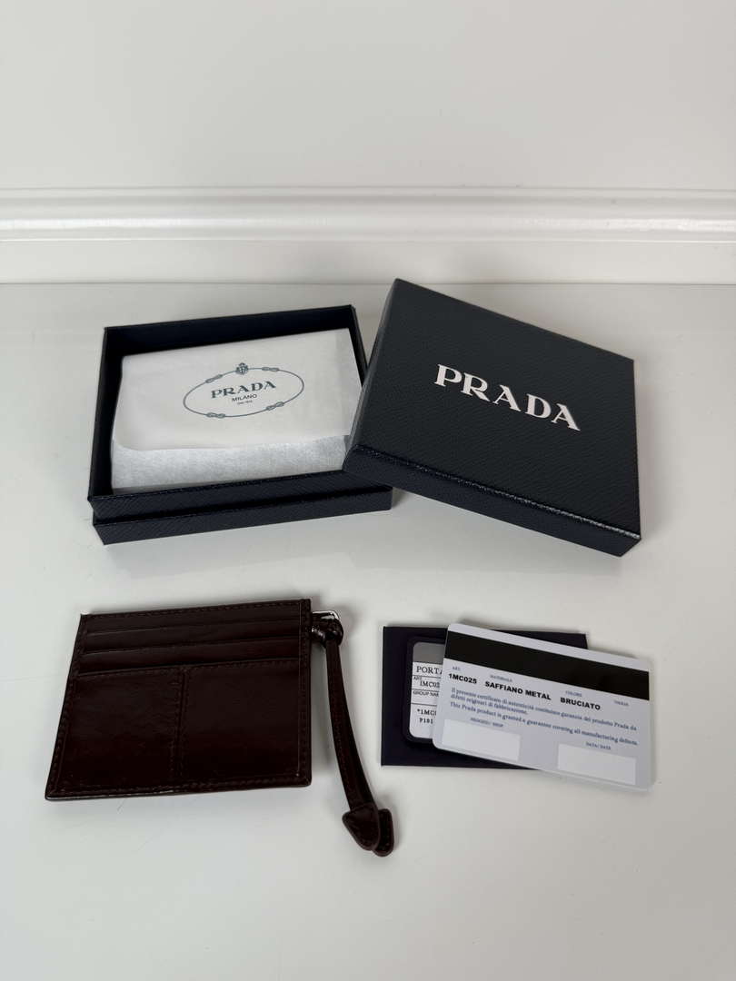 Prada 1MC025 Leather card holder Wine Red