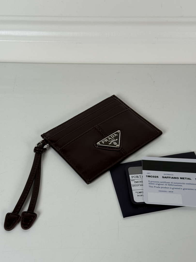 Prada 1MC025 Leather card holder Wine Red