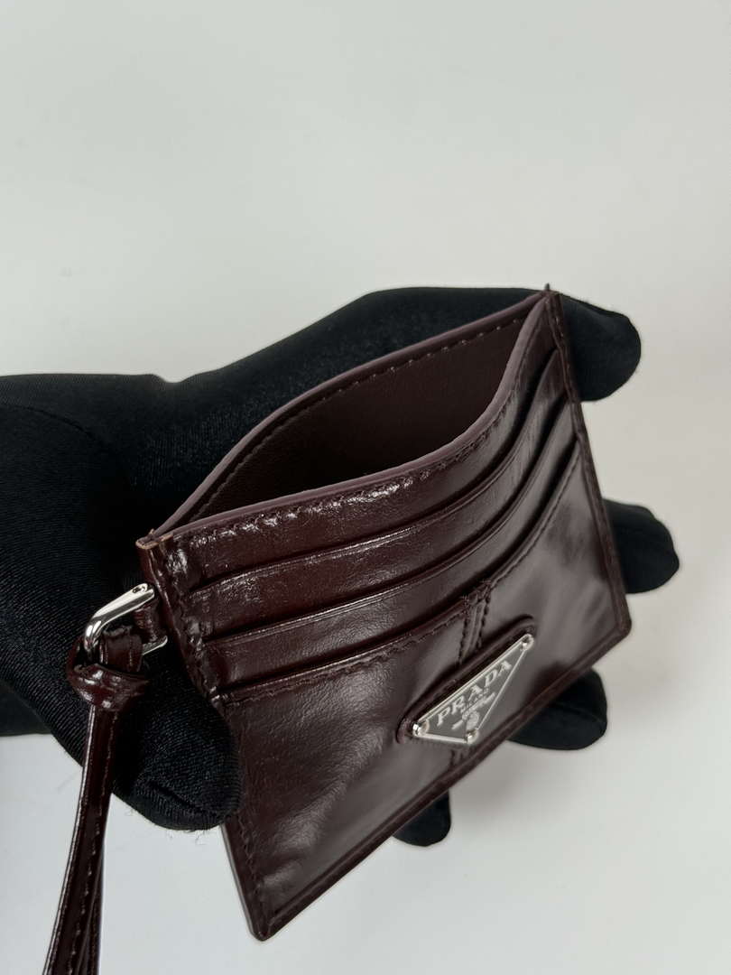 Prada 1MC025 Leather card holder Wine Red