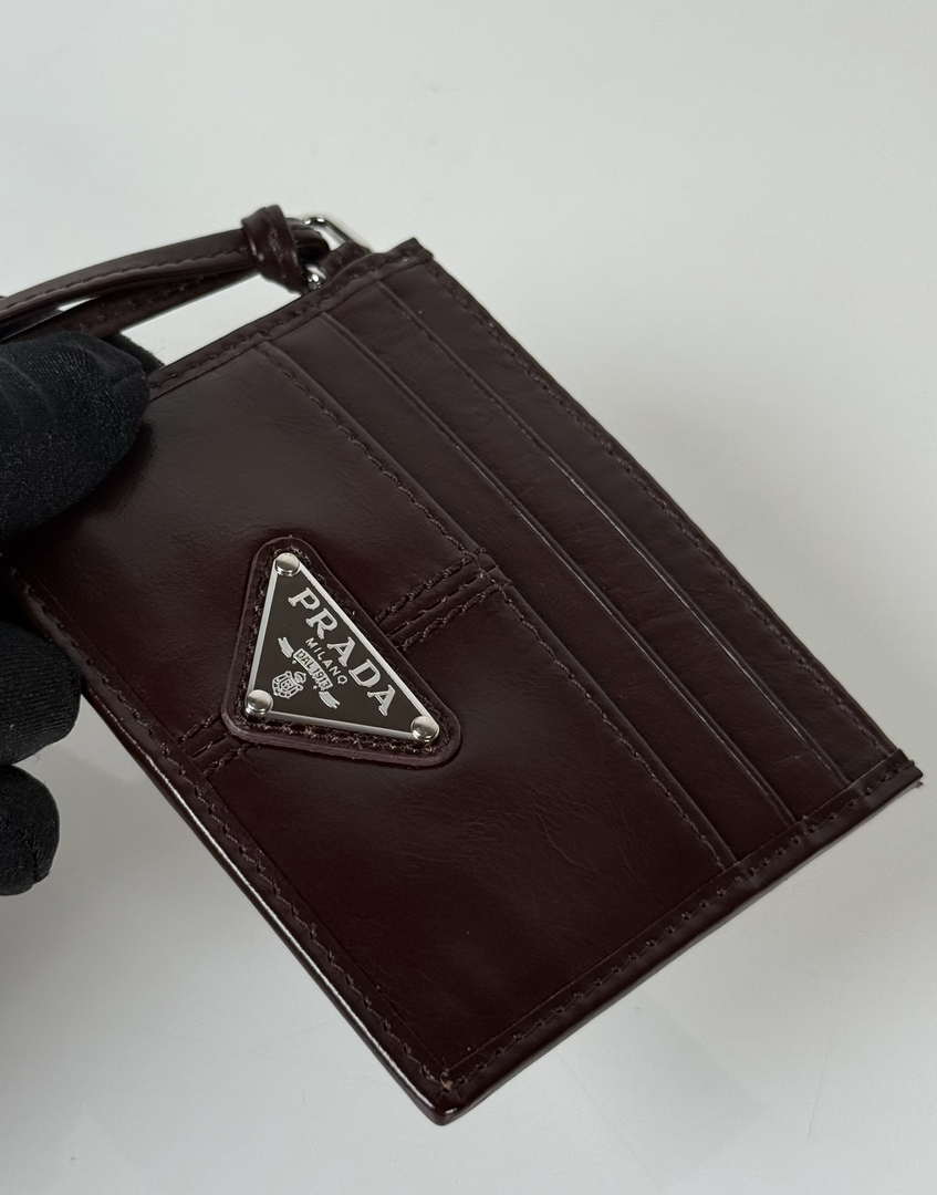 Prada 1MC025 Leather card holder Wine Red