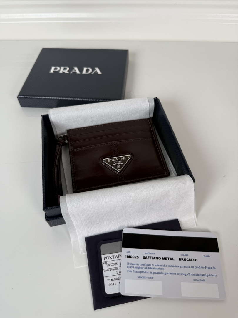 Prada 1MC025 Leather card holder Wine Red