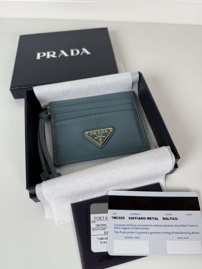 Prada 1MC025 Leather card holder Blue