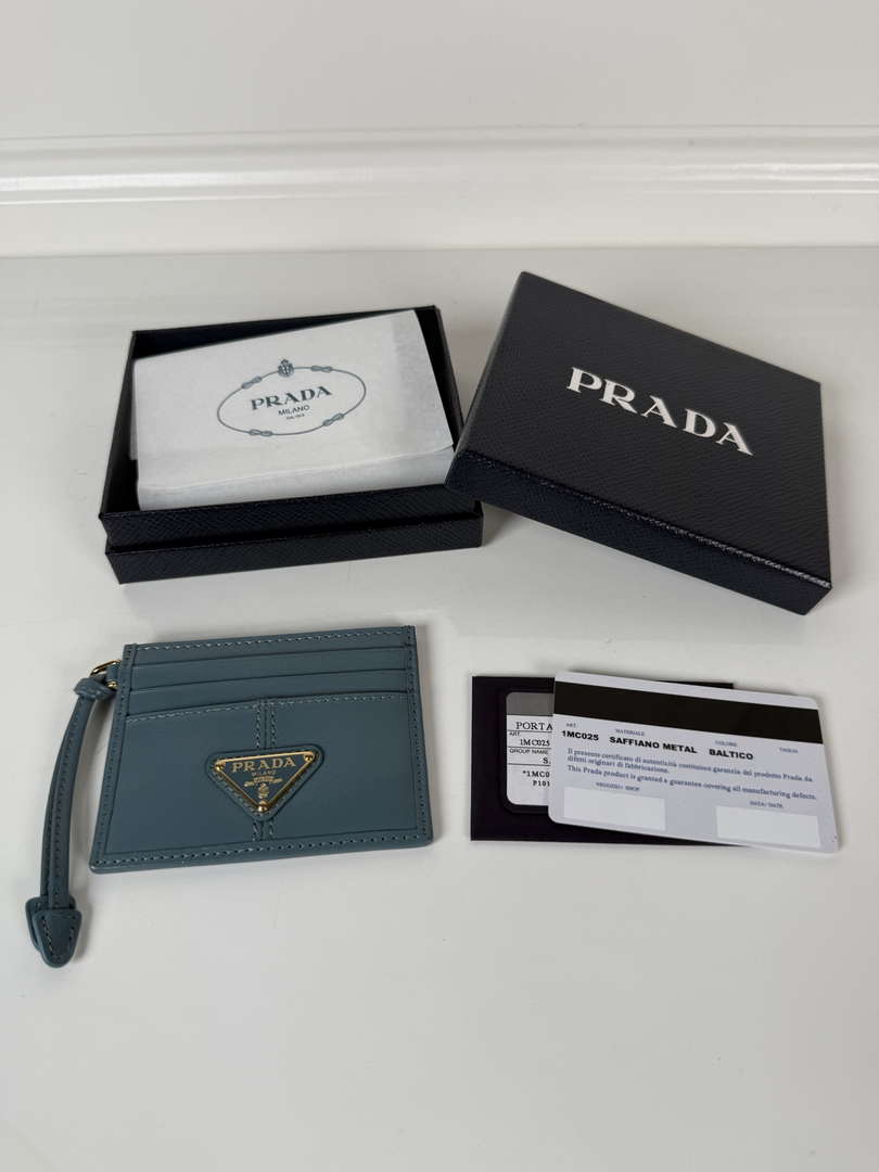 Prada 1MC025 Leather card holder Blue