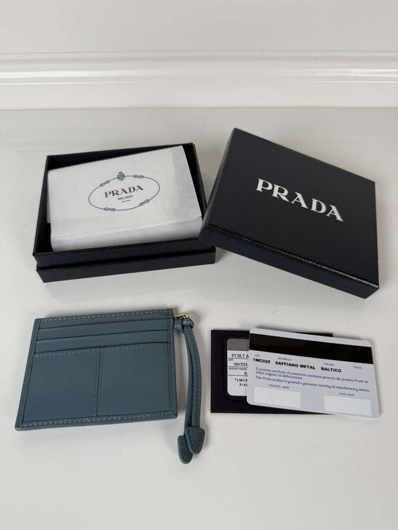 Prada 1MC025 Leather card holder Blue