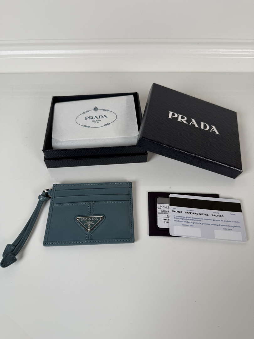 Prada 1MC025 Leather card holder Blue