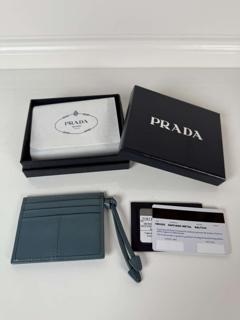 Prada 1MC025 Leather card holder Blue