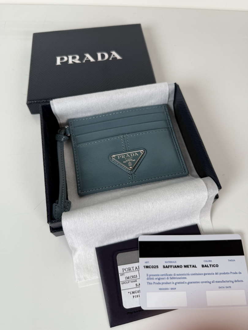 Prada 1MC025 Leather card holder Blue
