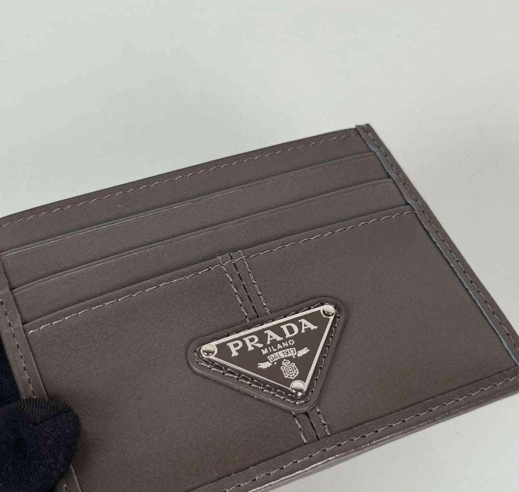 Prada 1MC025 Leather card holder Gray