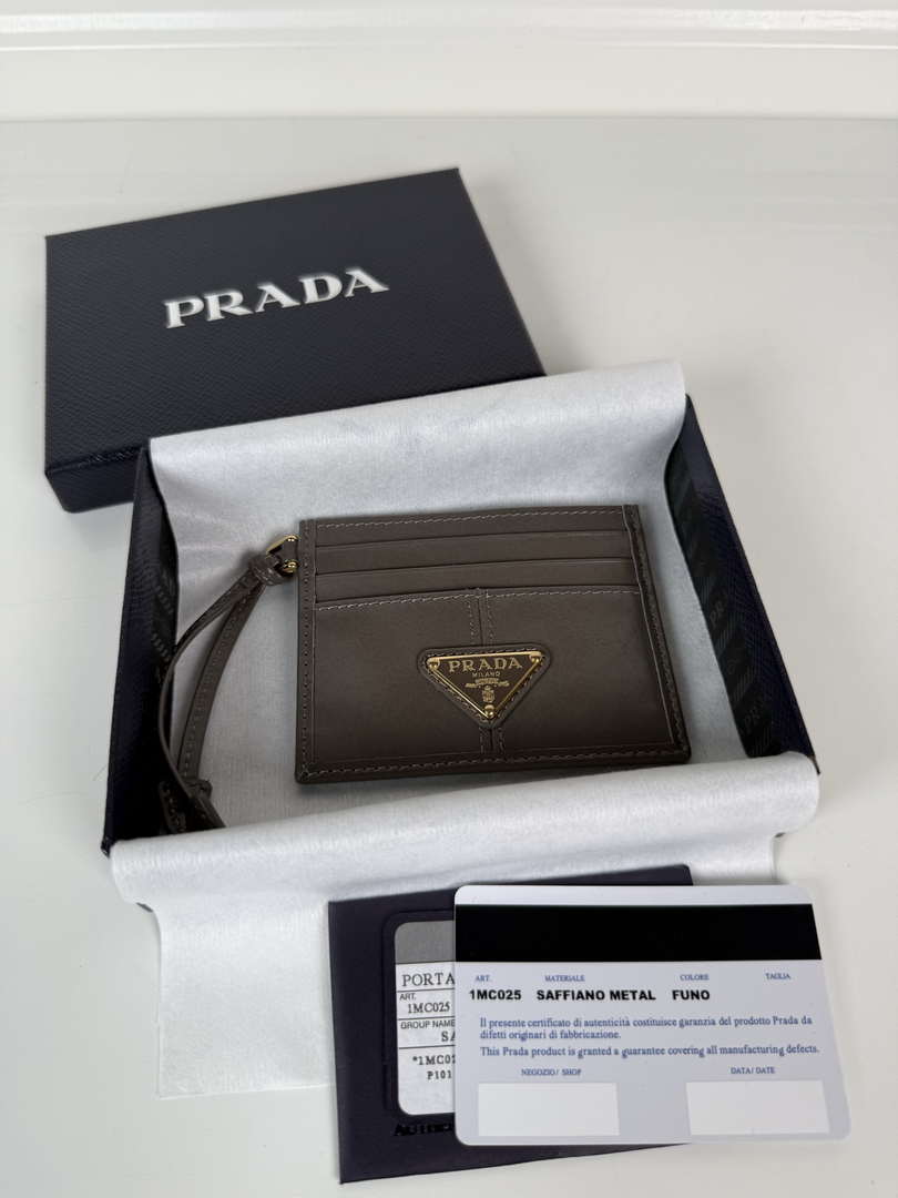 Prada 1MC025 Leather card holder Gray