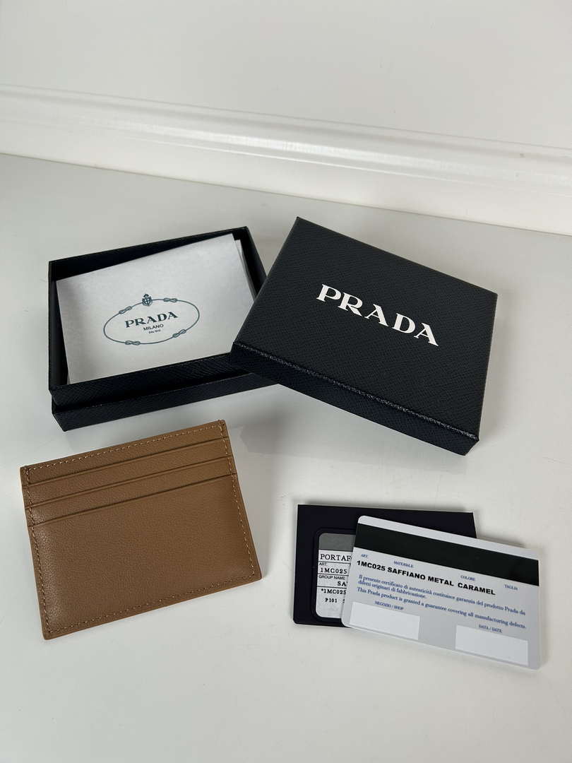 Prada 1MC025 Leather card holder Brown