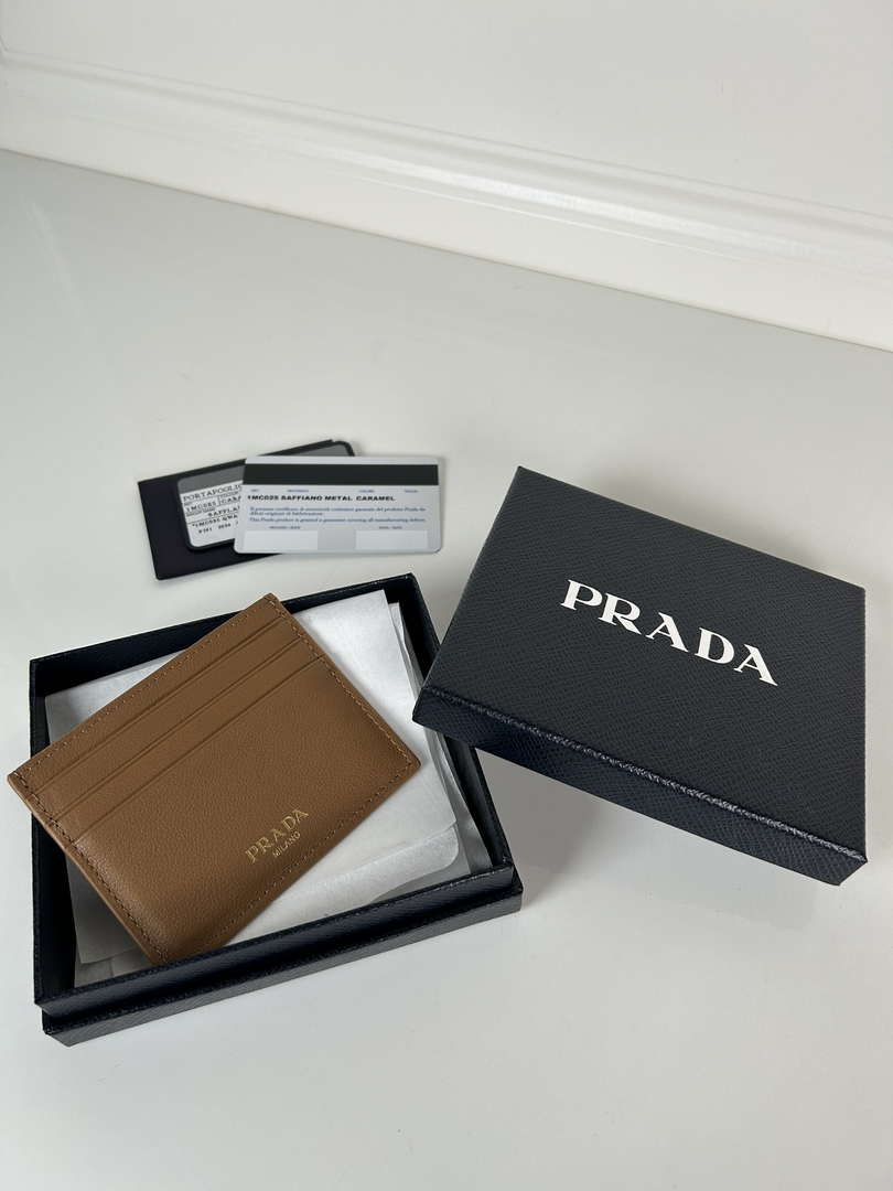 Prada 1MC025 Leather card holder Brown
