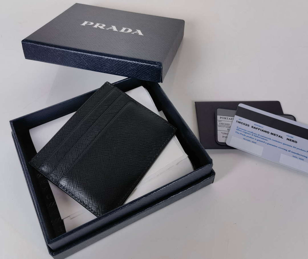 Prada 1MC025 Saffiano Leather card holder Black logo