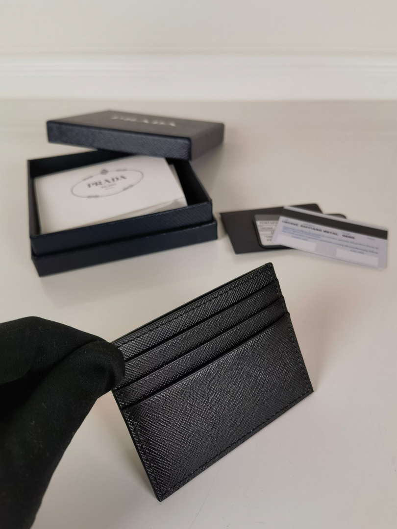 Prada 1MC025 Saffiano Leather card holder Black logo