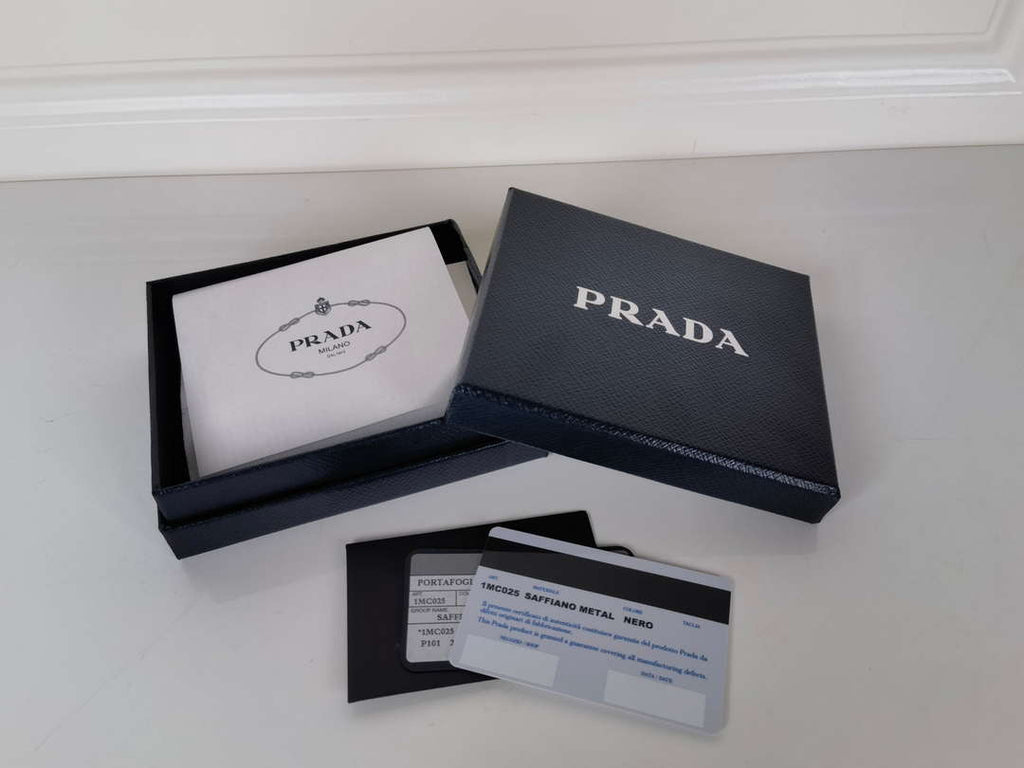Prada 1MC025 Saffiano Leather card holder Black logo